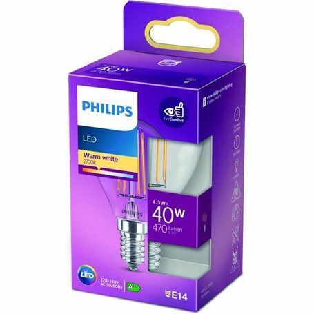 Ampoule LED Sphérique Philips Classic 40 W E14 F 4,3 W (2700k) 30,99 €