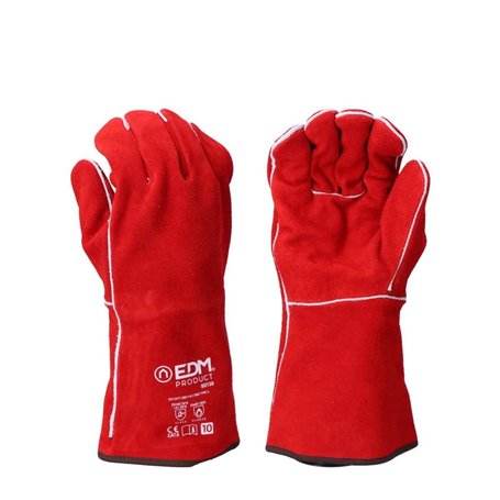 Gants de travail EDM Soudeurs Rouge Coton Daim Kevlar 21,99 €