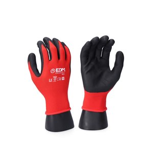 Gants de travail EDM Nylon Tactile Nitrile Industriels Rouge Lycra 14,99 €