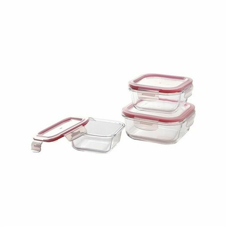 Ensemble de Boîtes à Lunch Bergner Q4052 Carré Verre Borosilicaté (3 pcs 38,99 €