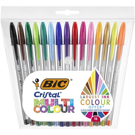 Ensemble de Stylos Bic Cristal Multicolor 15 Pièces 0,42 mm 22,99 €