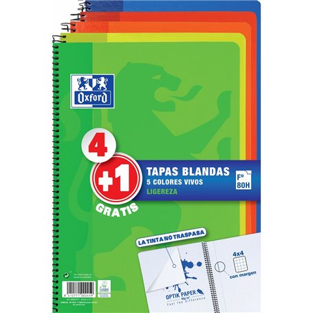 Cahier Oxford Multicouleur 80 Volets Din A4 (5 Unités) 30,99 €