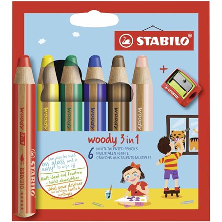 Crayons de couleur Stabilo Woody Multicouleur 3-en-1 6 Pièces 24,99 €