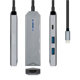 Hub USB Aisens USB-C dock 4 en 1, USB-C a 1xHDMI, 2xUSB, 1xPD, Gris, 15  44,99 €