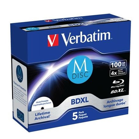Blu-Ray BD-R Printable Verbatim M-DISC 5 Unités 4x 100 GB 109,99 €