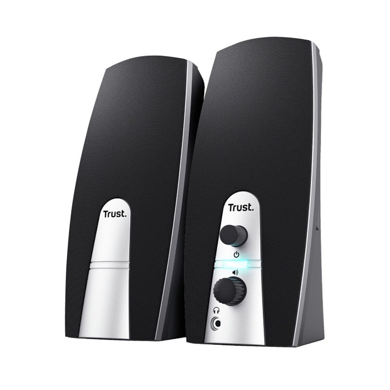 Trust 24660 set d'enceintes 5 W PC/ordinateur portable Noir, Métallique 2.0 canaux