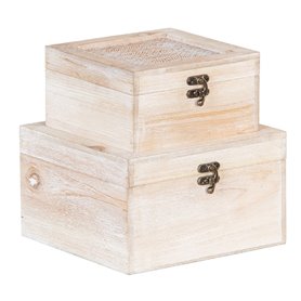 Boîte Décorative Volets Rotin 20 x 20 x 12 cm DMF (2 Unités) 50,99 €