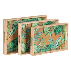 Plateau apéritif 45 x 31 x 5 cm Volets Naturel Bois Rotin 3 Pièces 87,99 €