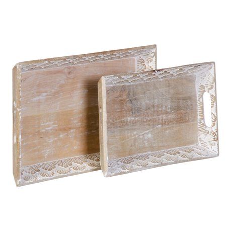 Plateau apéritif 45,5 x 30,5 x 5,5 cm Blanc Bois de manguier (2 Unités) 99,99 €