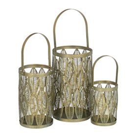 Lanterne Bougeoir Doré Métal 13 x 13 x 23 cm (3 Unités) 66,99 €