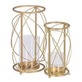 Bougeoir Verre Doré Métal 17 x 17 x 30 cm (2 Unités) 77,99 €