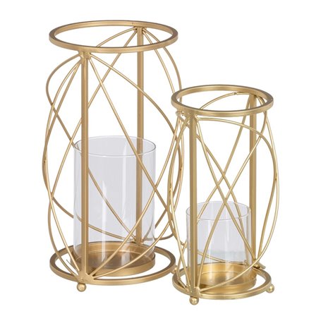 Bougeoir Verre Doré Métal 17 x 17 x 30 cm (2 Unités) 77,99 €