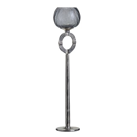 Bougeoir 13 x 13 x 56 cm Verre Gris Métal Argent 80,99 €