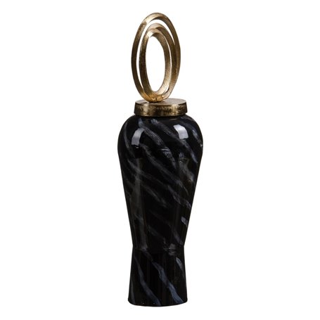 Vase Verre Noir Doré Métal 15 x 15 x 46 cm 88,99 €