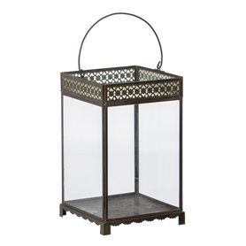 Lanterne Bougeoir Verre Doré Métal 18 x 18 x 29 cm 79,99 €