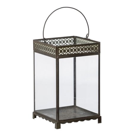 Lanterne Bougeoir Verre Doré Métal 18 x 18 x 29 cm 79,99 €