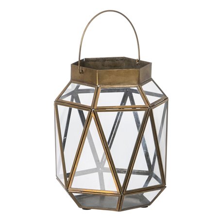 Lanterne Bougeoir Verre Doré Métal 17 x 17 x 22 cm 66,99 €
