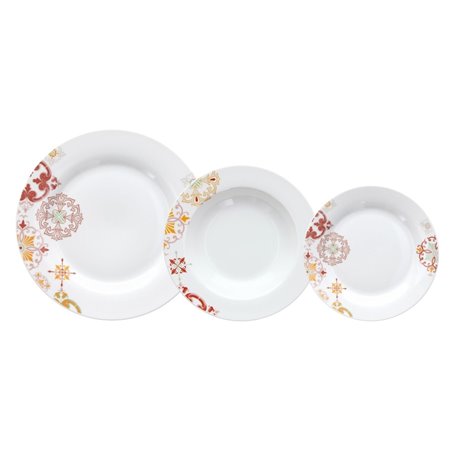 Assietes 18 Pièces Porcelaine Bordeaux 1 cm Moutarde 153,99 €