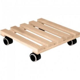 EDA Support a roulettes carré 29 x 29 cm en Bois - 4 roulettes - 29 x 29