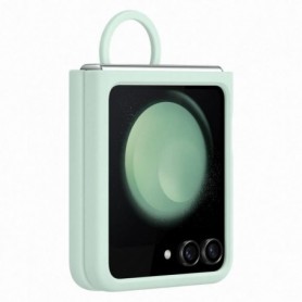Coque SAMSUNG Z Flip5 en silicone avec anneau - Vert d'eau