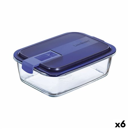 Boîte à lunch hermétique Luminarc Easy Box Bleu verre (6 Unités) (1,22 L