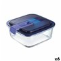 Boîte à lunch hermétique Luminarc Easy Box Bleu verre (6 Unités) (1,22 L