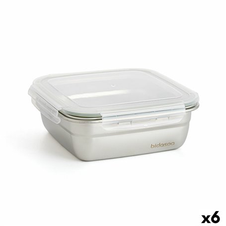 Boîte à lunch hermétique Bidasoa Theo 18,3,5 x 18,3 x 6,8 cm Argenté 1,2