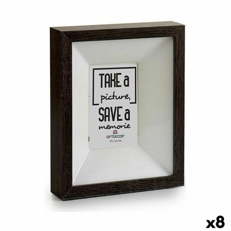 Porte photos mural Bois Verre Brun foncé 5 x 27,1 x 22,5 cm (8 Unités)
