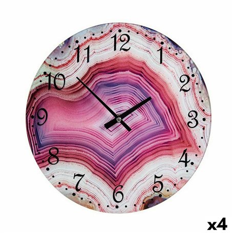 Horloge Murale Marbre Rose Verre 30 x 4 x 30 cm (4 Unités)