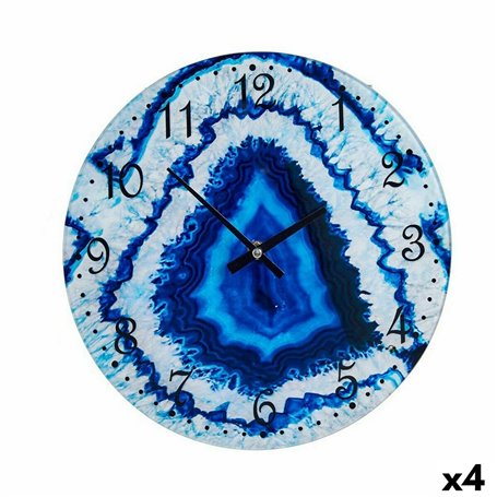 Horloge Murale Marbre Bleu Verre 30 x 4 x 30 cm (4 Unités)