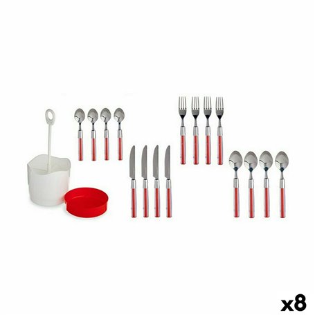 Ensemble de Couverts Rouge Acier inoxydable (8 Unités)