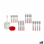 Ensemble de Couverts Rouge Acier inoxydable (8 Unités)