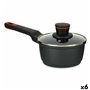 Casserole avec couvercle Ø 16 cm Noir Aluminium (6 Unités)