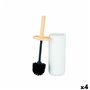 Brosse de salle de wc Blanc Bois Résine 10,2 x 38 x 10,2 cm (4 Unités)