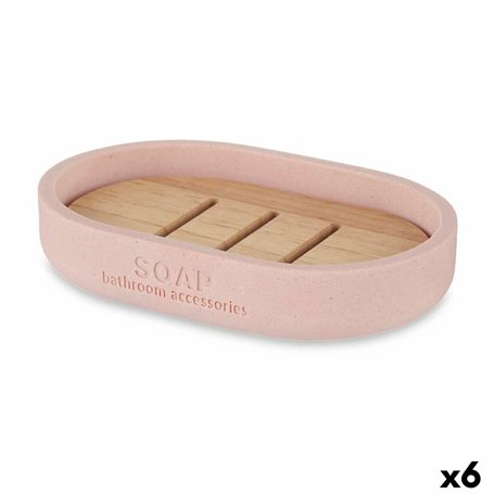 Porte-savon Rose Résine Bambou 12,5 x 2,5 x 8,5 cm (6 Unités)