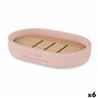 Porte-savon Rose Résine Bambou 12,5 x 2,5 x 8,5 cm (6 Unités)