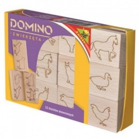 Boite de 12 dominos en bois animaux jouet