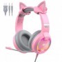 Pack gaming GAMENOTE Casque avec oreilles de chat & souris couleur rose