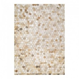 CUIR DIAMOND SILVER - Tapis recyclé cuir motifs hexagone argent 160x230