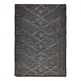 CHIC TRIBAL - Tapis en jonc de mer motif tribal noir 160x230 cm