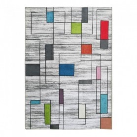 SHADCK - Tapis motif lignes et rectangles de couleurs gris 160x230 160x230cm