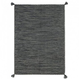 SAHARA -Tapis 100% coton tissé et tressé gris 190x290