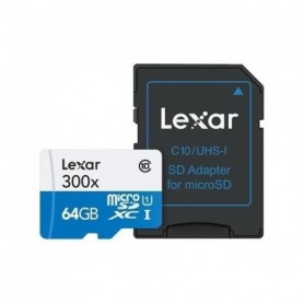 LEXAR Carte Micro-SDXC 64 Go Class 10 300X avec adaptateur / lecteur de