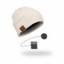 PACK HIVER Bonnet blanc avec écouteurs sans fil intégrés et gants compatible