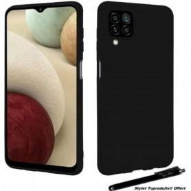 Coque souple pour Samsung Galaxy A12 silicone Noir avec Stylet Toproduits®