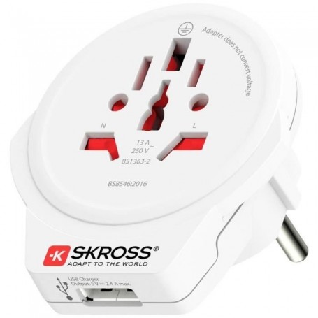 Skross 1500266 Adaptateur de voyage World to Europe USB 1.0