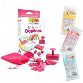 ScrapCooking - Kit Dominos + 3 sachets de pâte à sucre (bleu, rose)