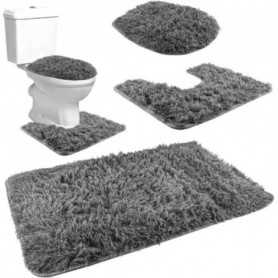 Ensemble de tapis de salle de bain et toilette gris WC GUIZMAX