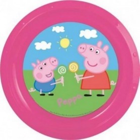 Peppa Pig - Assiette plate rose en plastique rigide - Diamètre 22cm