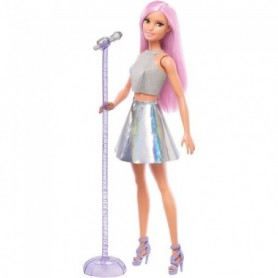 Barbie Métiers poupée Pop Star, chanteuse avec micro et cheveux roses